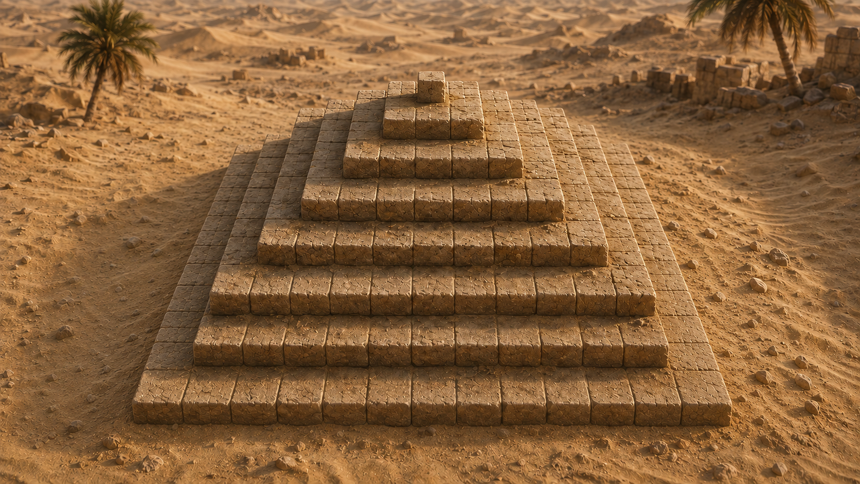 Intended desert visual direction for the Gravitate stepped pyramid game board