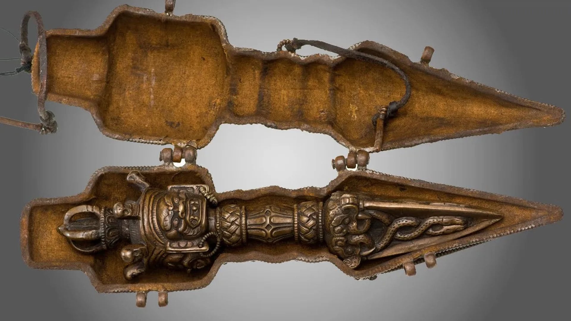 Tibetan Phurba ritual dagger with fitted case