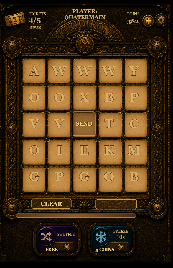 GridIron word game screen
